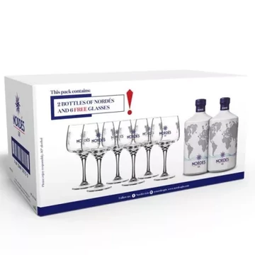 Nordes Gin 2db + 6 Pohár 2x0,7l 40% DRS DD