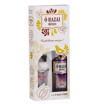 Ó-Hazai Mézes Ágyas Barack likőr 0,5l 30% + 2 pohár DD
