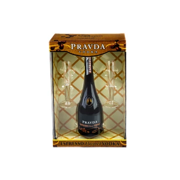 Pravda Espresso vodka 0,7l 37,5% + 2 flute pohár DD