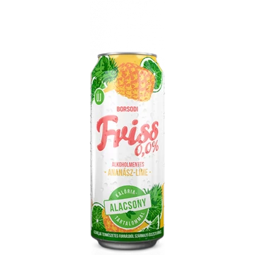 Borsodi Friss Ananász-Lime 0,5l 0,0% alk.mentes dob.