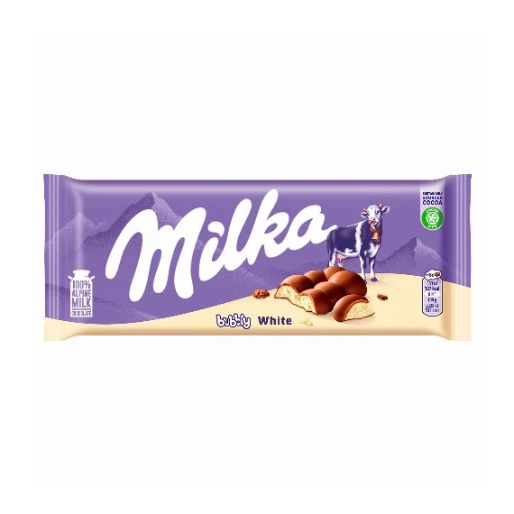 Milka 95g bubbly white - buborékos fehércsokoládé B