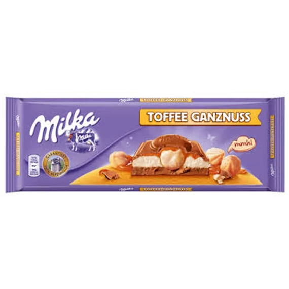 Milka 300g toffee ganznuss - karamell egészmogyorós tejcsokoládé B