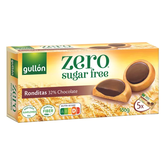 Gullón Zero Ronditas étcsokoládéval bevont keksz 186 g édesítőszerrel