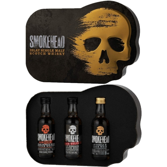 Smokehead Tripack whisky 3x0,05l DD (Single Malt, High Voltage, Rum Lebel)