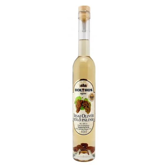 Bolyhos ágyas Irsai Olivér szőlő pálinka 0,35l 50% platin