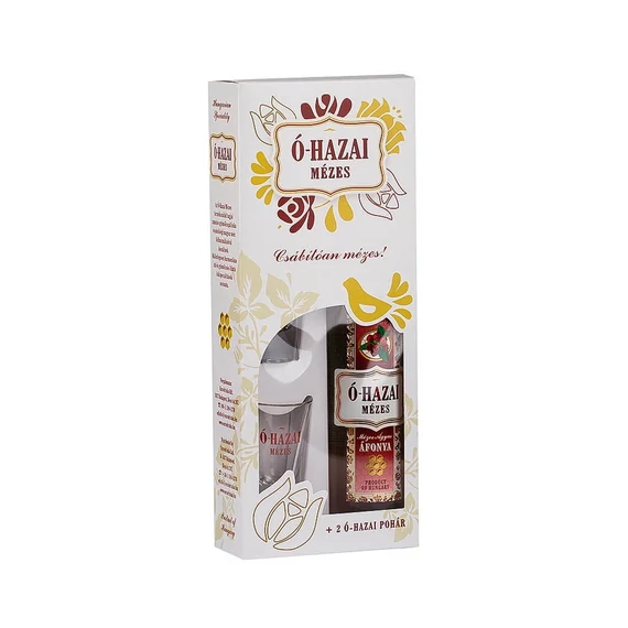 Ó-Hazai Mézes Ágyas Áfonya likőr 0,5l 30% + pohár DD DRS