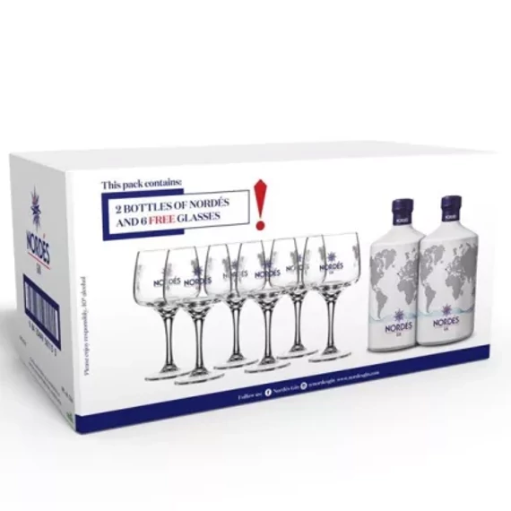 Nordes Gin 2db + 6 Pohár 2x0,7l 40% DRS DD