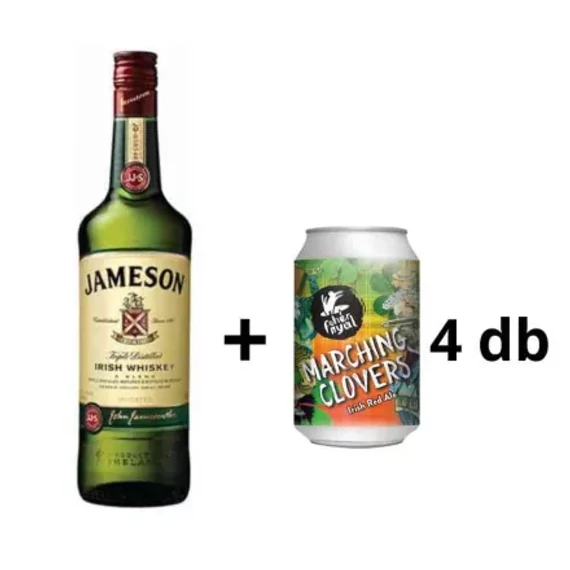 Jameson whiskey 0,5l 40% + Fehér Nyúl Marching Clovers 0,33l 4 db DD DRS