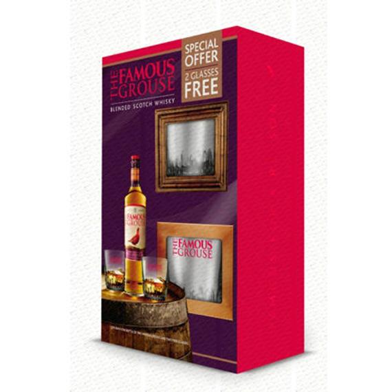 Famous Grouse Blended Skót Whisky 2 pohárral, Díszdobozban 0,7l