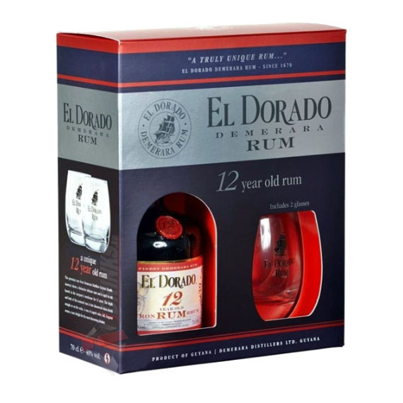 El Dorado 12 éves Rum 2 pohárral díszdobozban